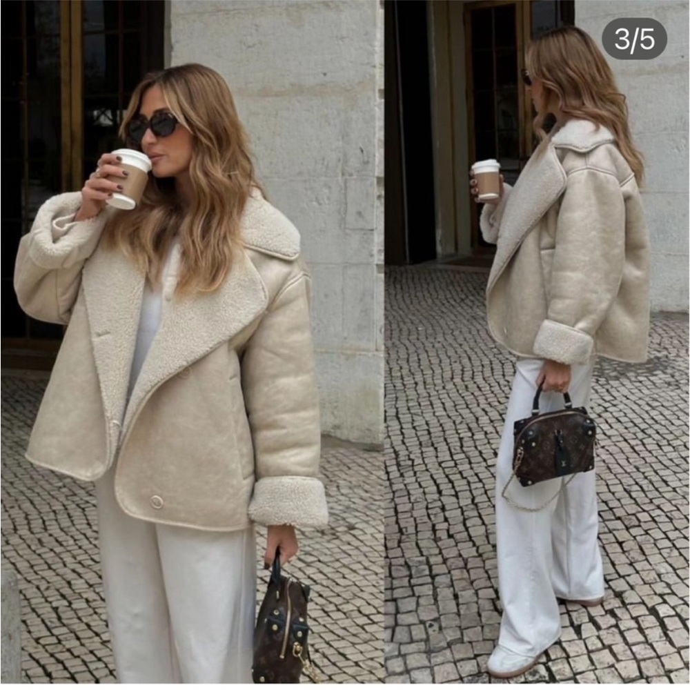 Zara Beige Teddy Jacket